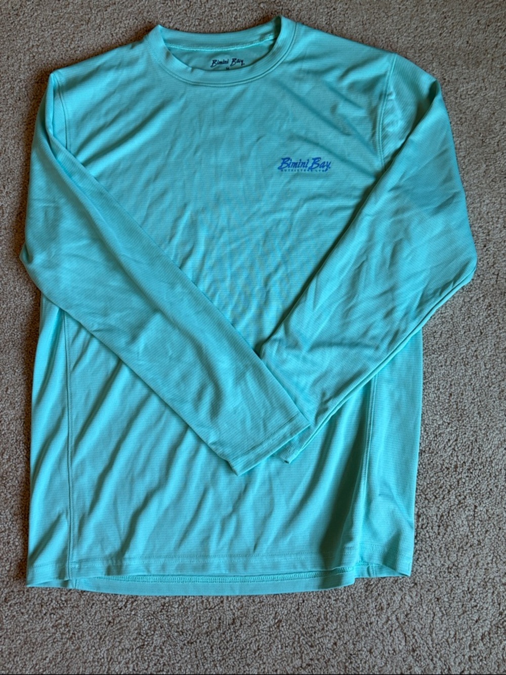 Bimini Bay men’s Long Sleeve Performance rash guard- Aqua size Medium